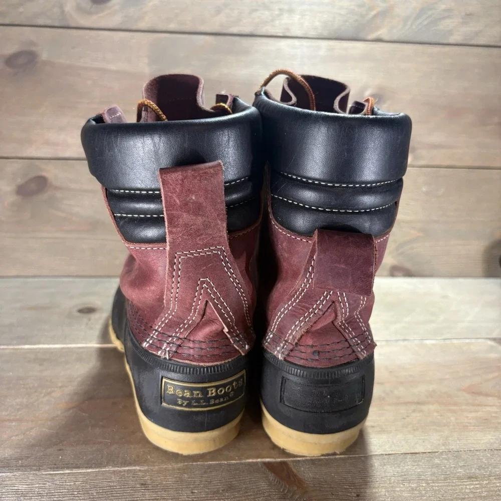 ll bean duck boots womens size 8 shoes red leather waterproof hunting rain
